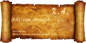 Könye Arnold névjegykártya