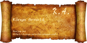 Könye Arnold névjegykártya